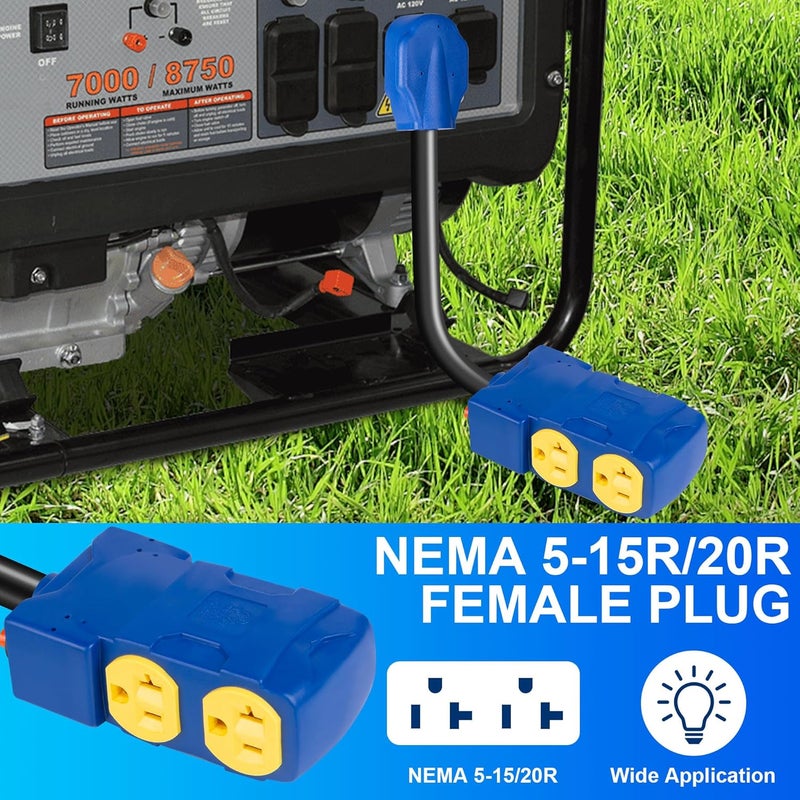 KTOEBYCO 50 Amp to 20 Amp 110V RV Distribution Adapter, NEMA 14-50P Male to 4 X 5-20R/15R Female RV Generator Adapter with 4-Prong to Mutiple Household Outlet w/ 20amp Circuit Breaker, UL Listed, 1.5FT - Image 5